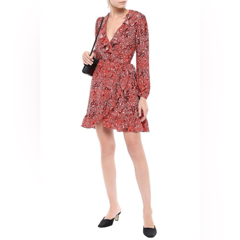 Maje Ruffle-Trimmed Leopard-Print Crepe Mini Wrap… - image 1